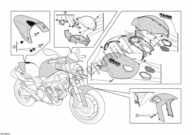 Wszystkie części do Oprawa Do Sztuki Potworów Ducati Monster 696 USA 2008